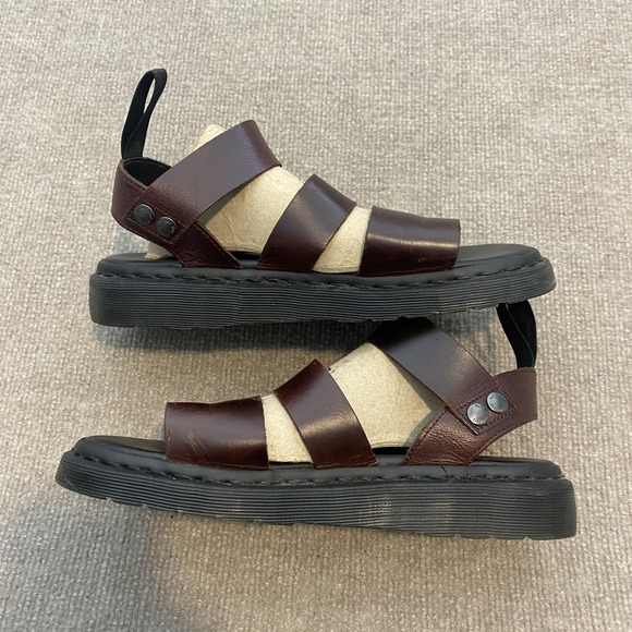 Dr. Martens Gryphon Sandals Mens Size 8 Brown Leather Slide Buckle Gladiator - Picture 3 of 9